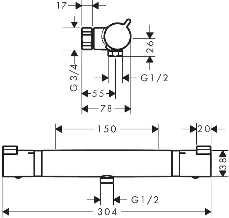 hansgrohe Suihkuhana hansgrohe 13193670 ecostat term musta
