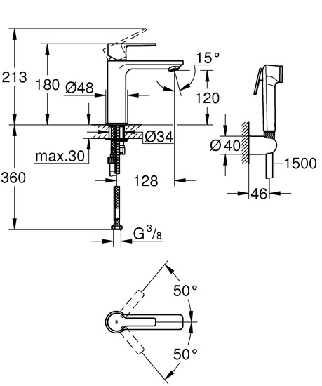 grohe Basin mixer grohe 24190000 lineare dn15 s bide