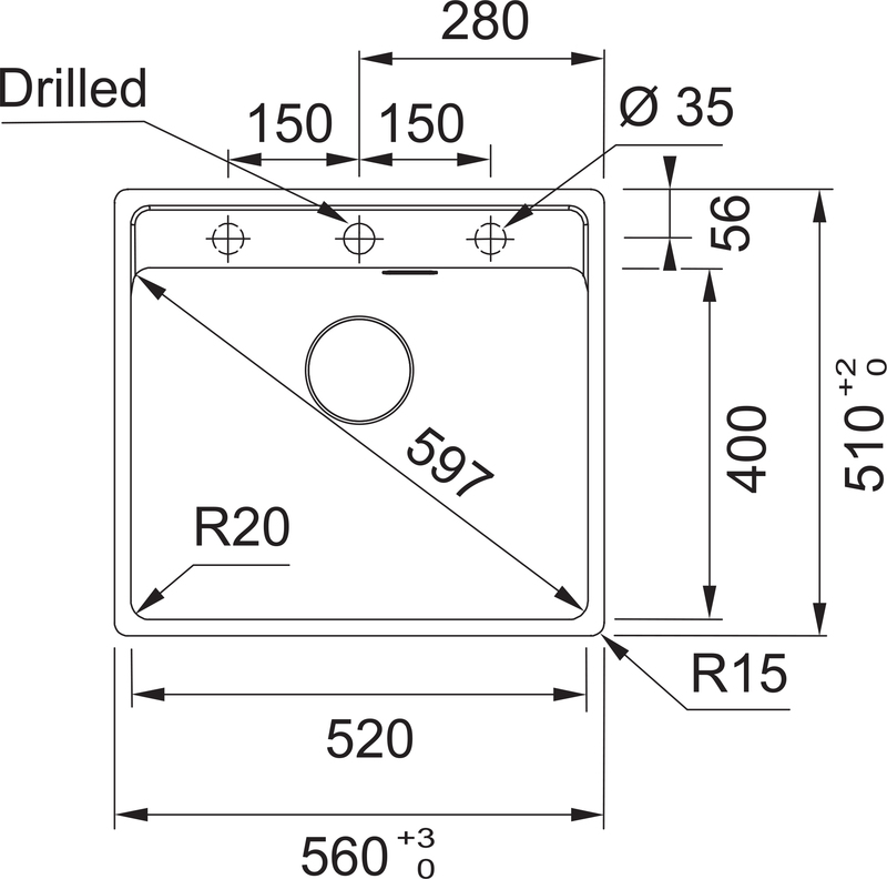 franke Recessed sink franke mrg 610-52 tl white fragranite