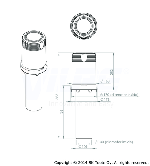 vilpe Vent pipe vilpe kartio-110/er/250 lightgray