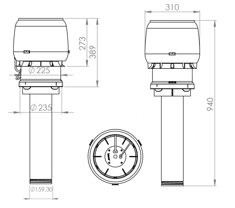 vilpe Takfläkt vilpe flow eco160c/is/400 kon l.grå