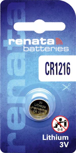 renata Li/mno2 naked coin cell cr1216/bp1 3v/25mah blister