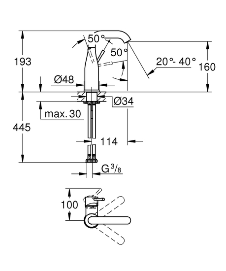 grohe Basin mixer grohe 24234al1 essence dn 15 br ha g