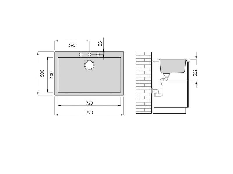 savo Kitchen sink savo puula 80 black