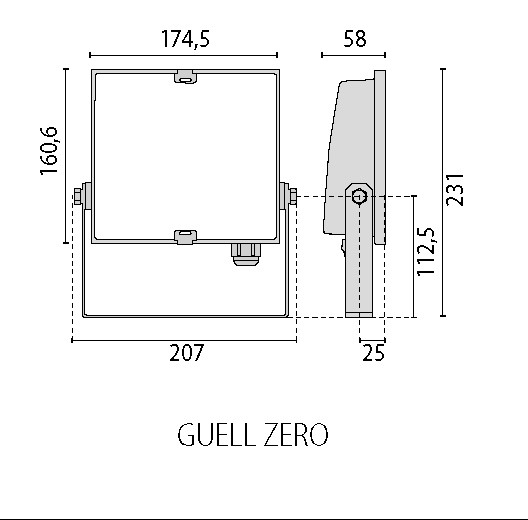 performance in lighting Floodlight guell zero s/m 15w 4k symm.