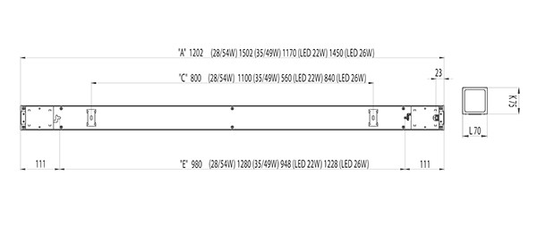 ensto Pinta-/ripustusvalaisin aino ail14493ed led 22w/840 ac f da