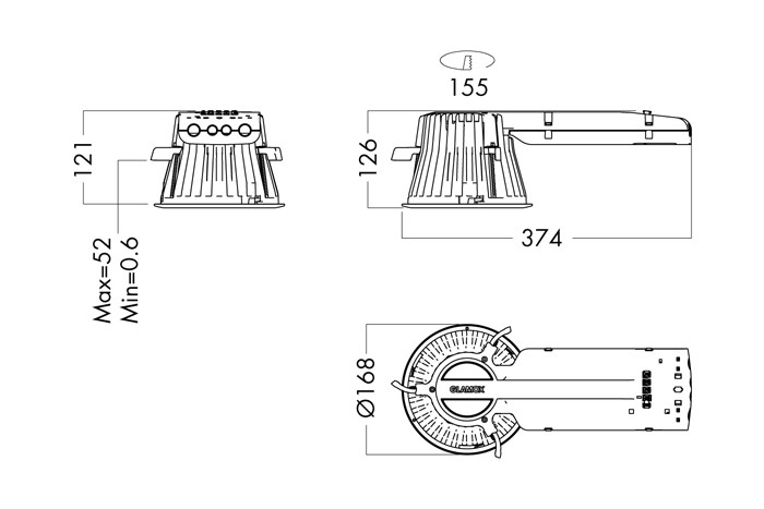 glamox Alasvalo d70-r155 led 2100 dali 840 li