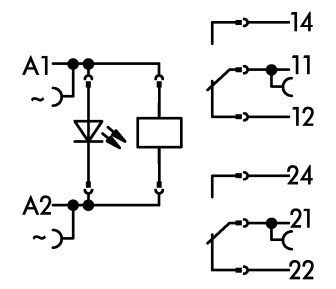 wago Reläenhet 230 v ac, 2no/2nc 2x8a