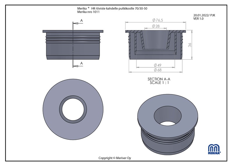 merika Hk gasket merika 70x50/32 1011 pvc/vlr