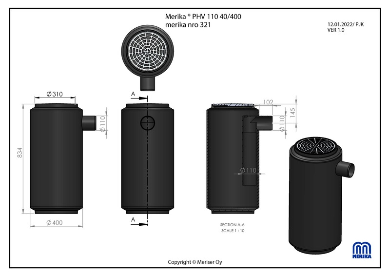 merika Sand/oil separator merika phv 110/400mm 40l alum.gra 321
