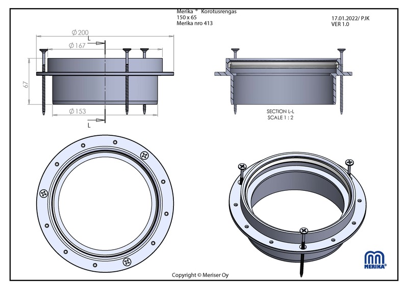 merika Korotusrengas merika 150x65mm 413