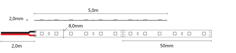 arten Led strip base 24v 9,6w/m ip65 24v 4000k 5m