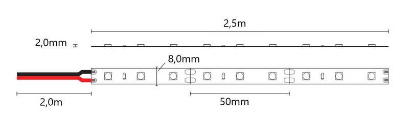 arten Led strip base 12v 4,8w/m ip20 12v 3000k 2,5m