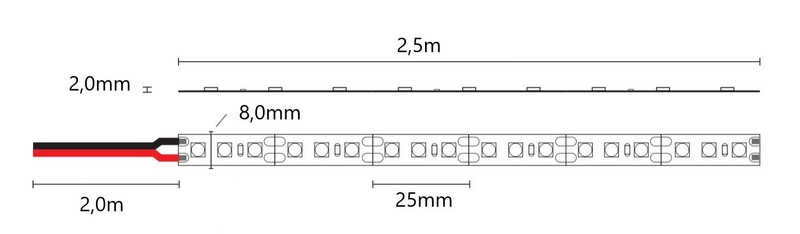 arten Led strip base 12v 9,6w/m ip20 12v 4000k 2,5m