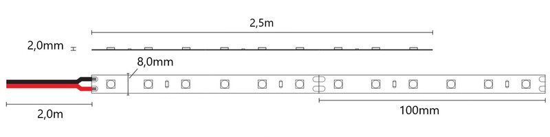 arten Led-ljusslinga base 12v 4,8w/m ip20 24v 3000k 2,5m
