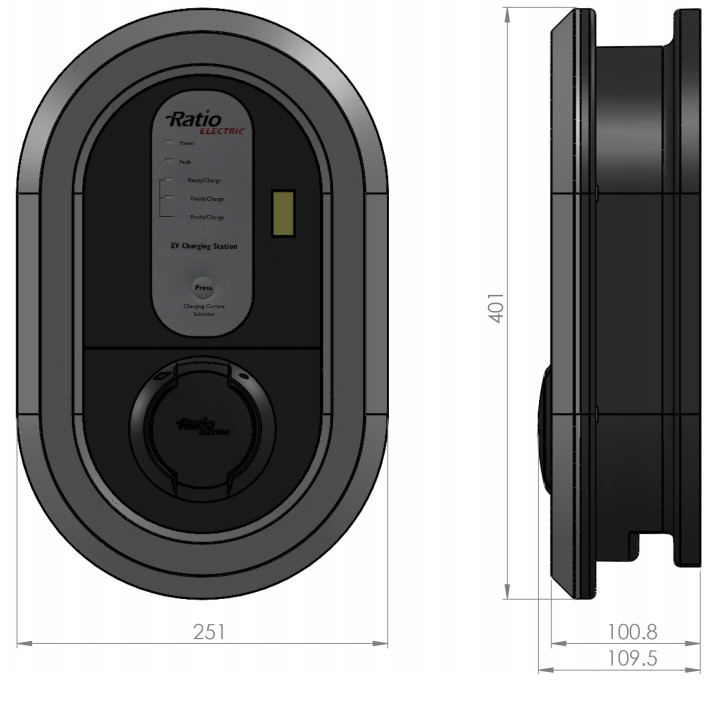 ratio electric Charging station home box 3ph 32a t2 so ip54