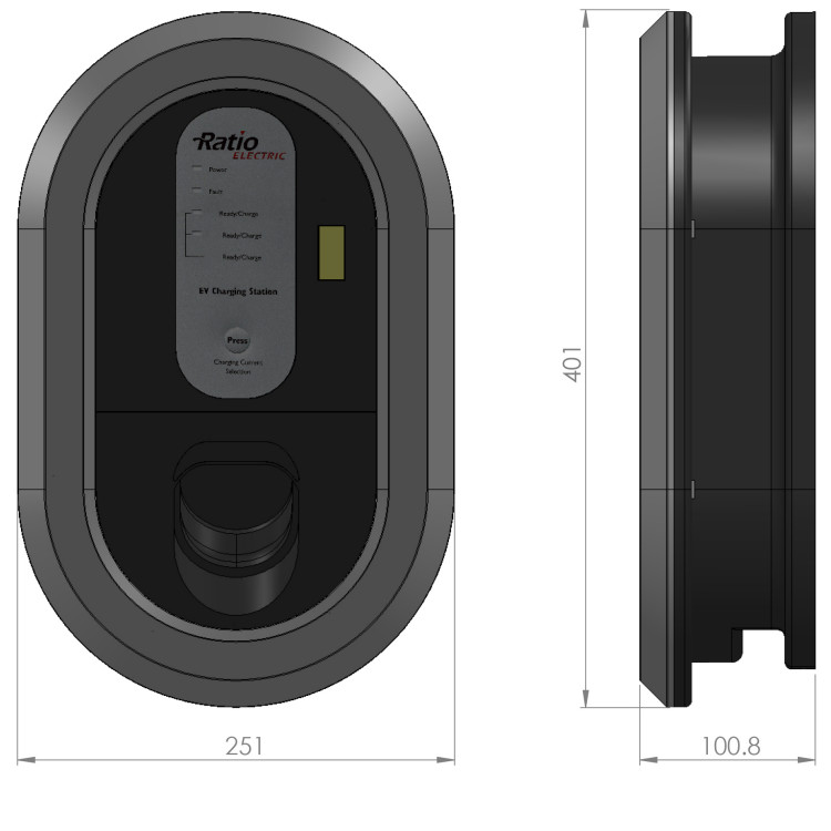ratio electric Charging station home box 3ph 16a t2 4m spir. ip54
