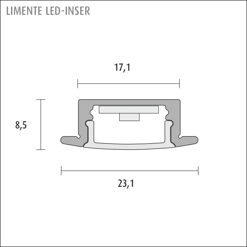 limente Led strip inser 23,5x8,5x2000 alu
