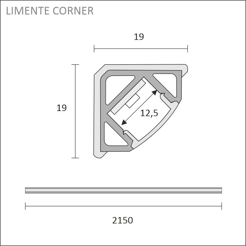 limente Led strip corner 19x19x2150 mus