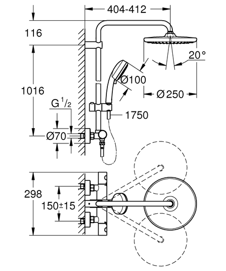 grohe Shower system grohe 26833000 tempesta cosmopol 250