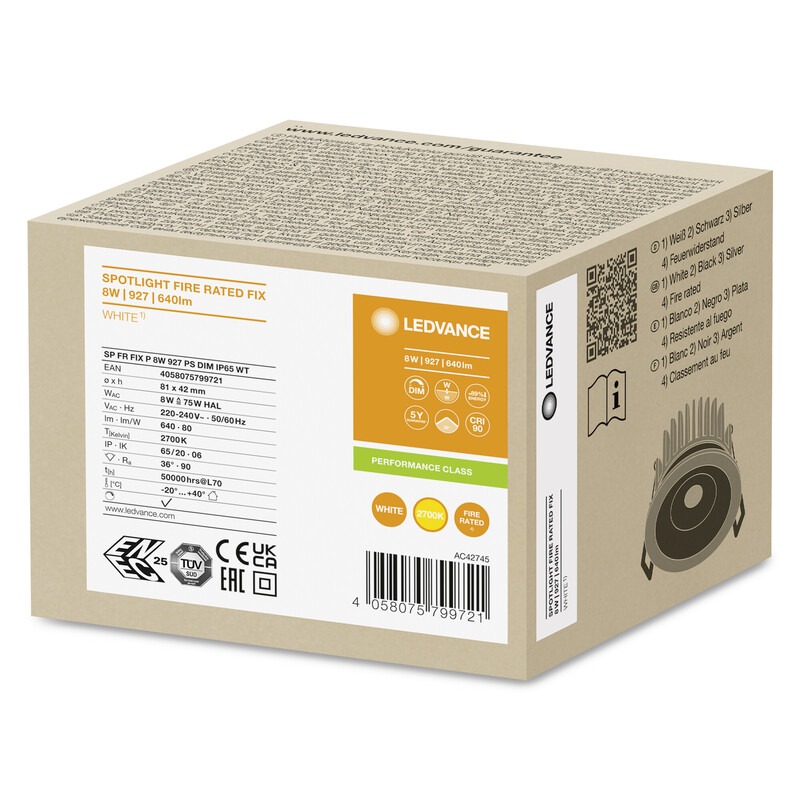 ledvance Alasvalo spot sp fp fix ip65 8w/927 dim wt