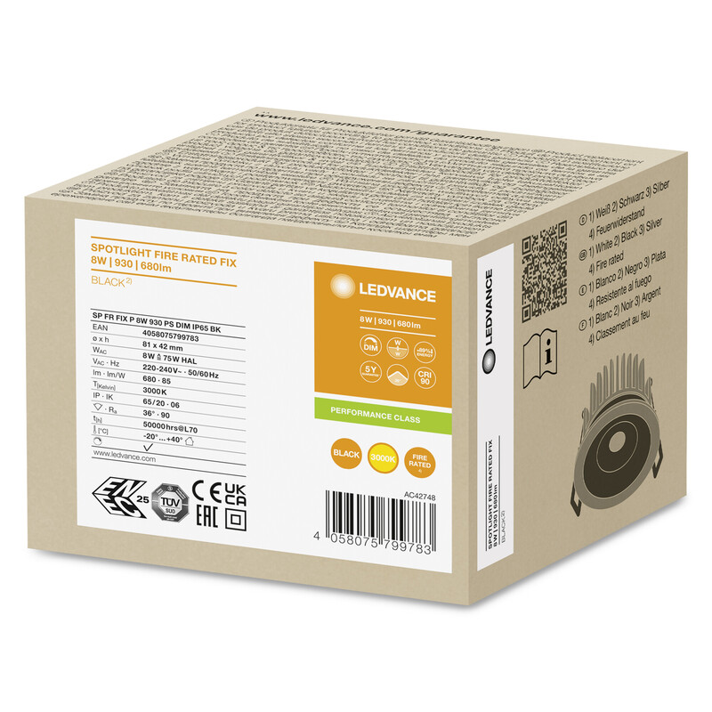 ledvance Alasvalo spot sp fp fix ip65 8w/930 dim bk