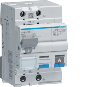 hager Arc fault detection device arf525d 1p+n b-25a/30ma 10ka