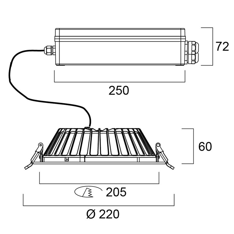 sylvania Downlight insaver slim 205 ip65 20w 2500lm 840 ugr19