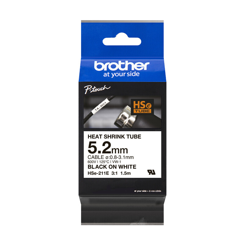LABELING TUBE BROTHER 5,2mm WHITE HSE211E