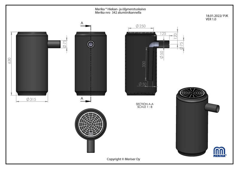 merika Öljyn-ja hiekanerotin merika phv 75/315mm 30l alukansi 342