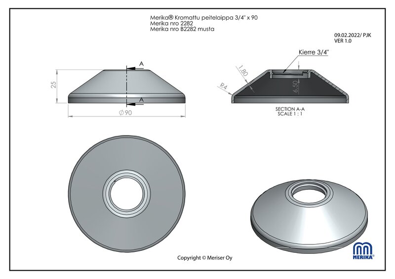 merika Väggbricka merika 3/4x90mm svart