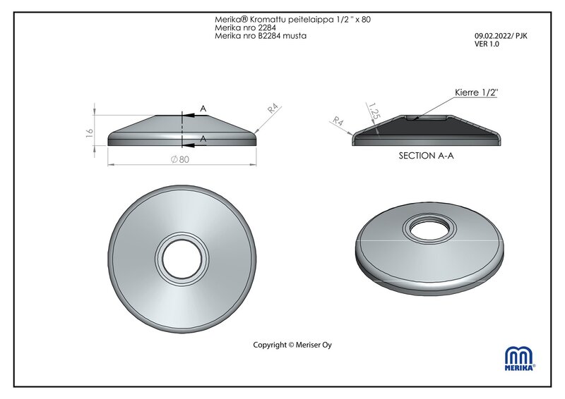 merika Cover plate merika 1/2x80mm black