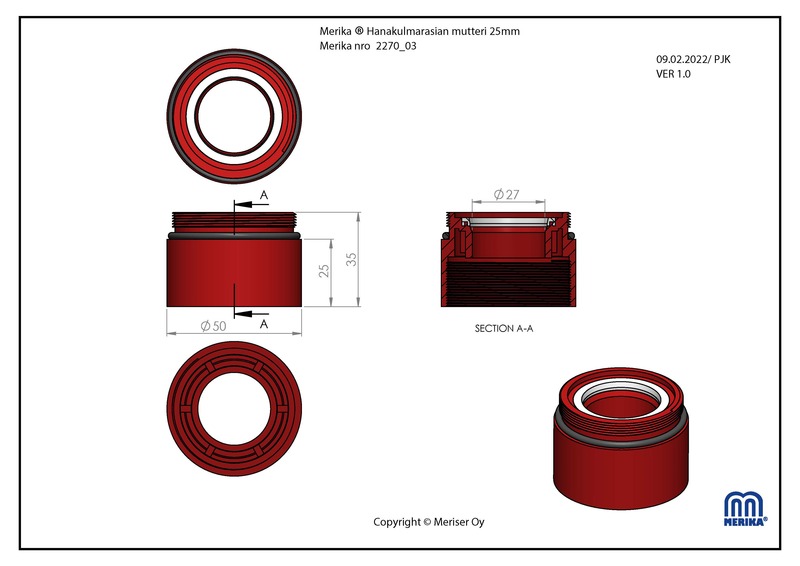 merika Hanakulmarasian holkki 25mm punainen 2270-03