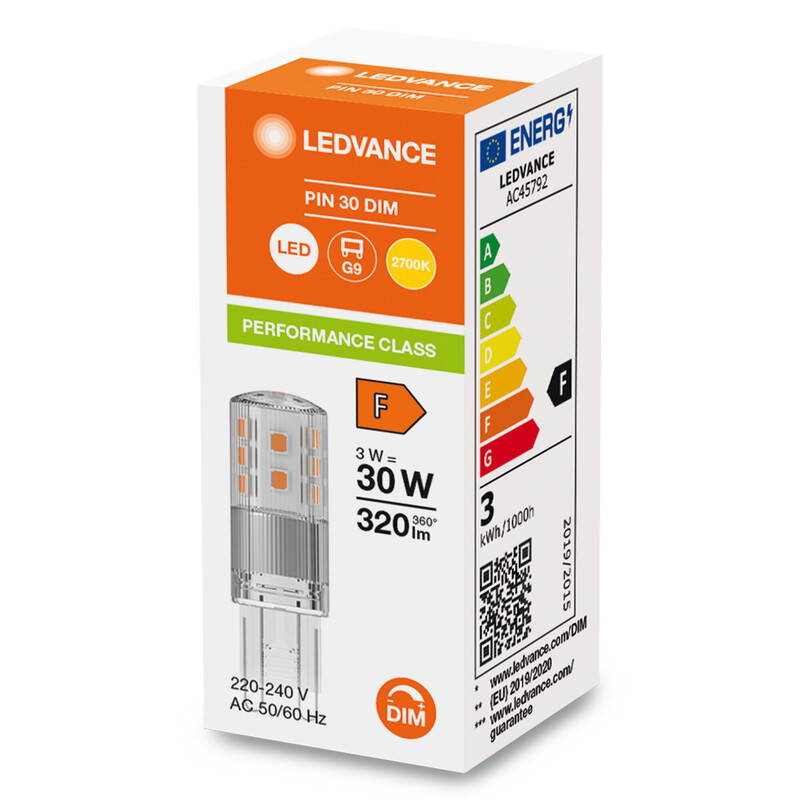 ledvance Led-lamp pfm special pin 3w/827 320lm g9 dim cl