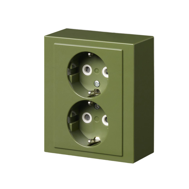SOCKET OUTLET SCHUKO, 2-G, IP21 GREEN