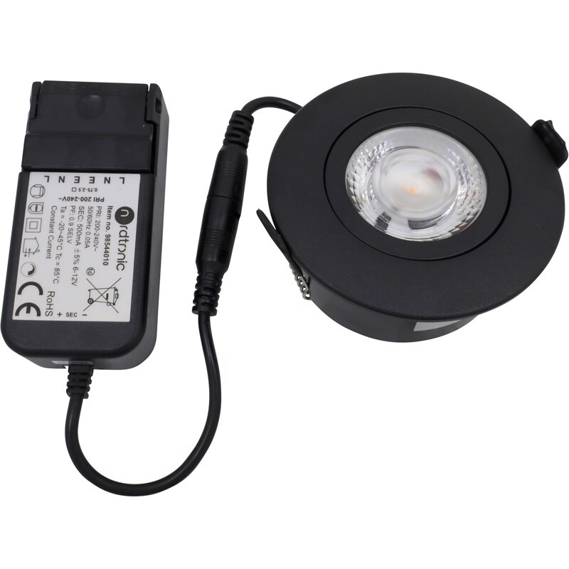 nordtronic Downlight lp flexible g2 ip44 320lm 6w bk r