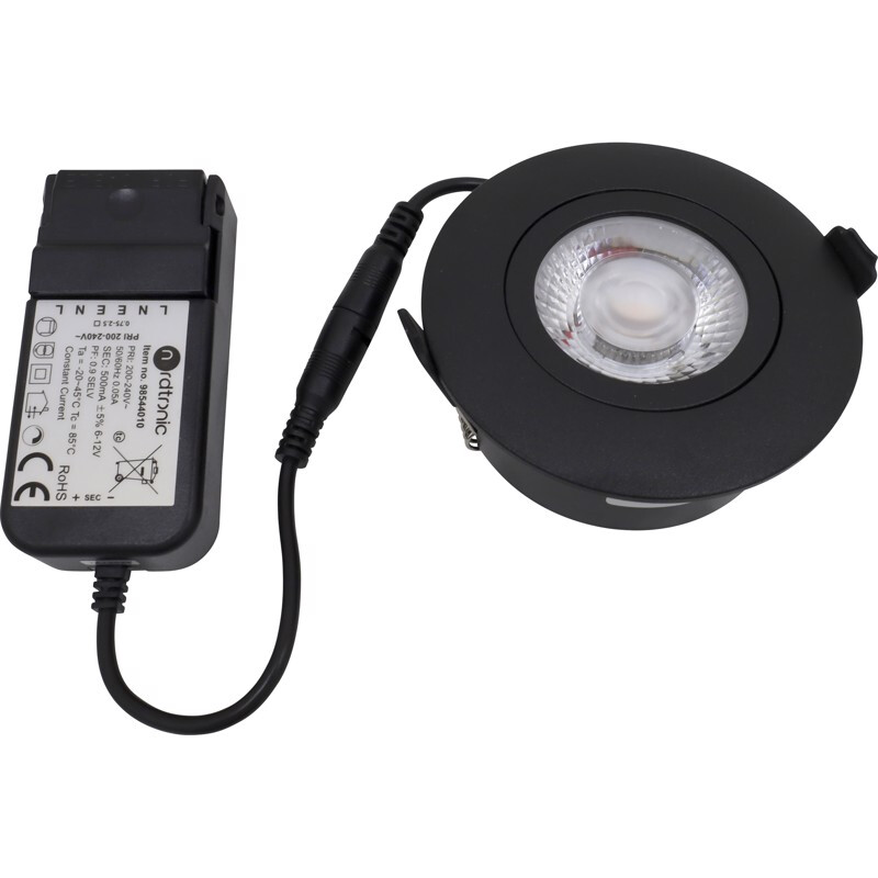nordtronic Downlight lp flexible g2 ip44 350lm 6w bk r