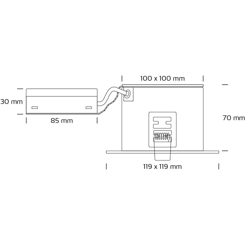 nordtronic Downlight perla ip44 7,5 220-240v 50 ba square