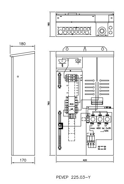ensto Meter cabinet pevep225.03-y 25a ip34 fe
