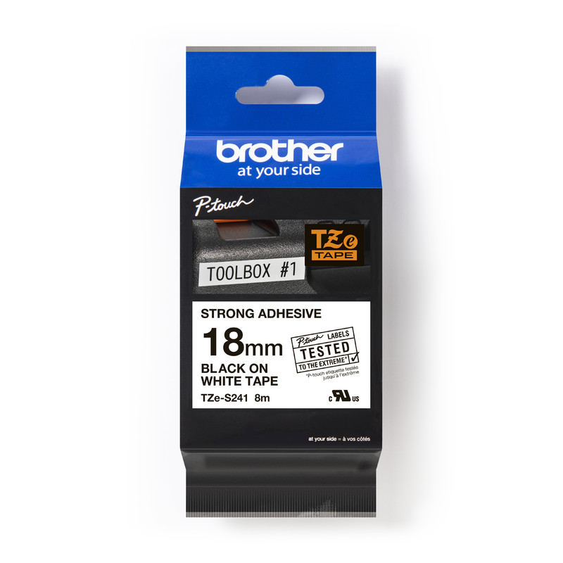 STRONG TAPE TZ-S241, BLACK/WHITE, 18MM/8M
