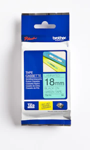 brother Laminated tape tz-741, black/green, 18mm/8m