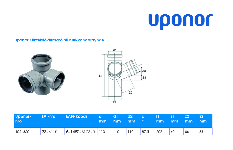 uponor Ht-nurkkahaara 110x110x88,5 pp