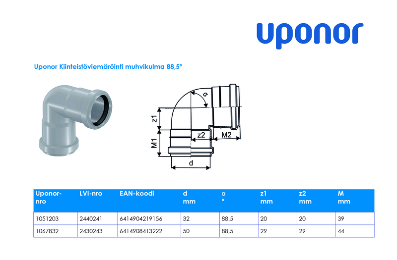 uponor Ht muff böj uponor 50x88,5 pp