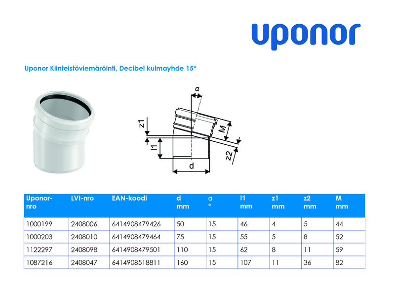 uponor Db bend decibel 75x15 pp