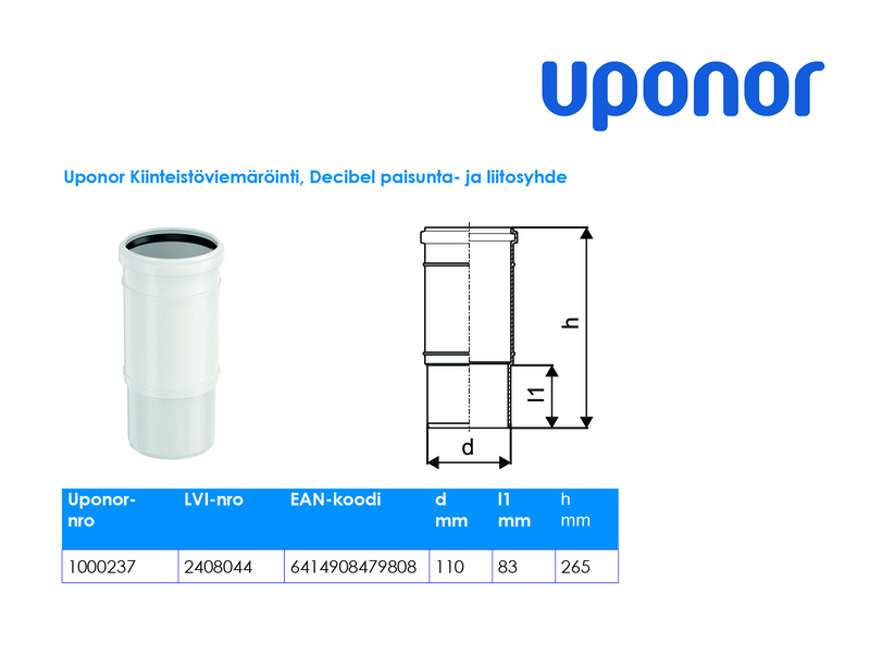 uponor Db paisunta/liitosyhde decibel 110 pp