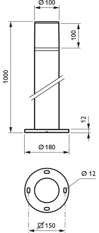 philips Luminaire coreline bollard bcp155 led100nw psu 220-240v a