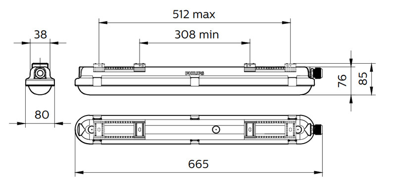 philips Spolsäker industriarmatur 1800lm 840 l600 ip65 pco