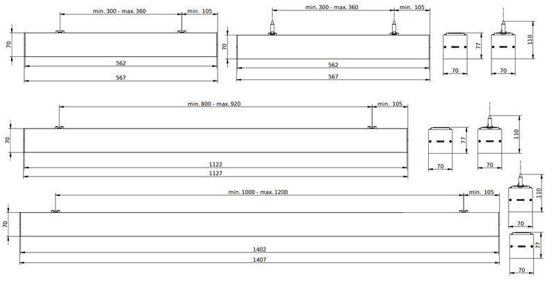 philips Pinta-/ripustusvalais. keyline 3600lm 840 25w on/off l1500 bk