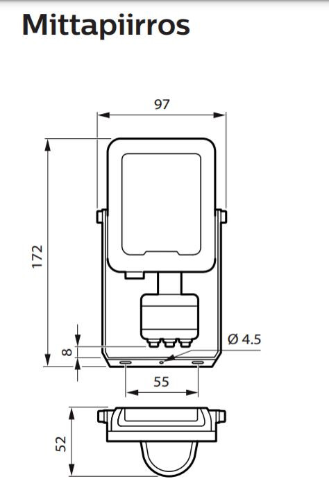 philips Floodlight ledinaire fl bvp164 led22/830 psu 20w swb m