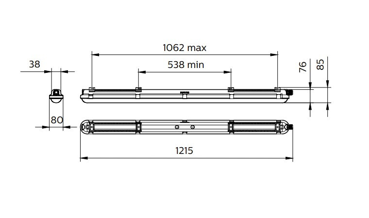 philips Sealed indust. lumin. coreline 4000lm 840 29w l1200 ip65 3lj.